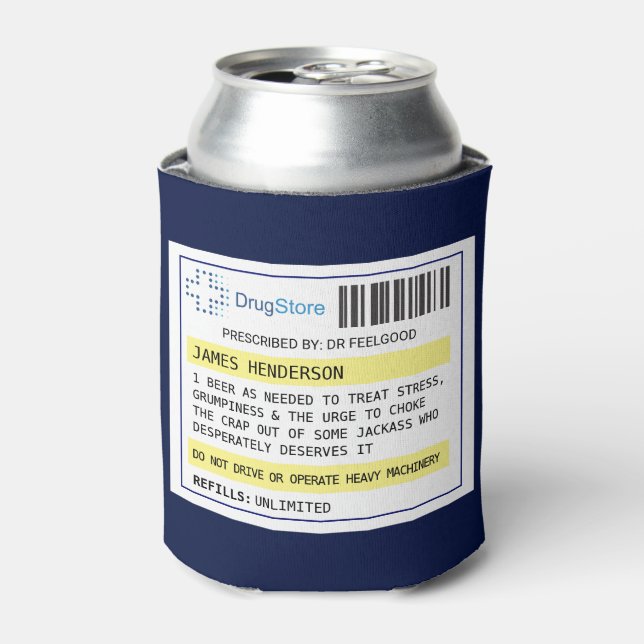 Personalised Funny Beer/Cider/Other Prescription Can Cooler (Can Front)