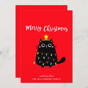 Personalised Funny Black Cat Merry Christmas Card