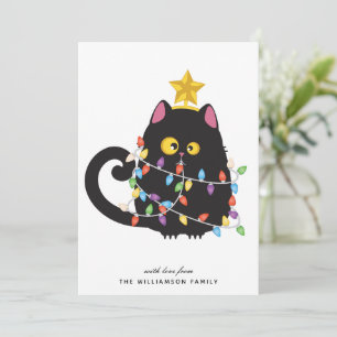 Personalised Funny Black Cat Merry Christmas Card