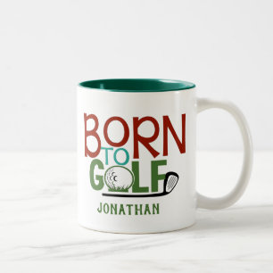 Personalised Funny Born To Golf Two-Tone Coffee Mug