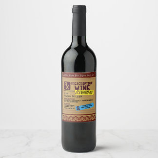 Personalised Funny Burgundy Rx Prescription Wine Label