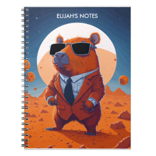 Personalised Funny Capybara With Suit On Mars Notebook