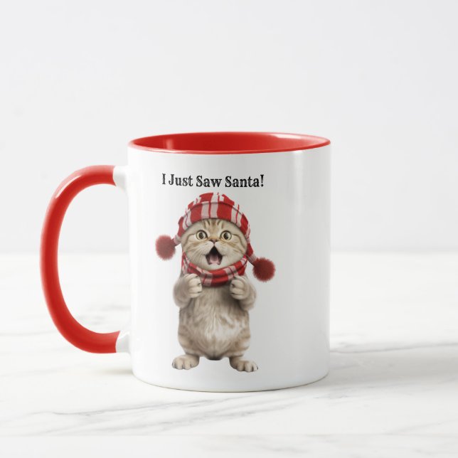 Personalised Funny Cat Christmas Mug (Left)