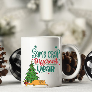 Personalised Funny Cat Crap Christmas Mug