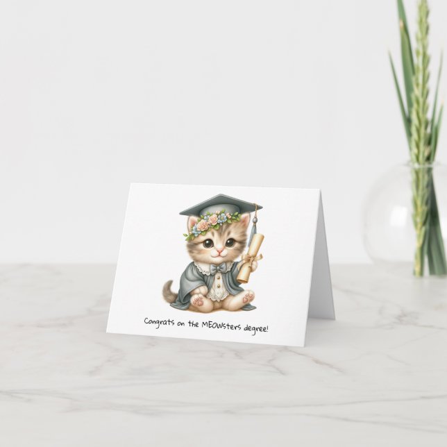 Personalised Funny Cat Master's Graduation  Card (Front)