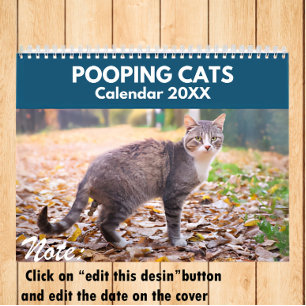 Personalised Funny Cats Pooping Calendar 2024