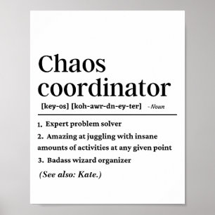Personalised Funny Chaos Coordinator Definition Poster