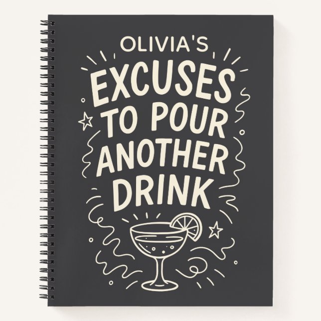 Personalised Funny Cheeky Cocktail Humour Notebook (Front)