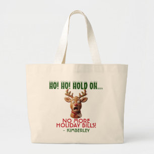 Personalised Funny Christmas Budget Panic Reindeer Large Tote Bag
