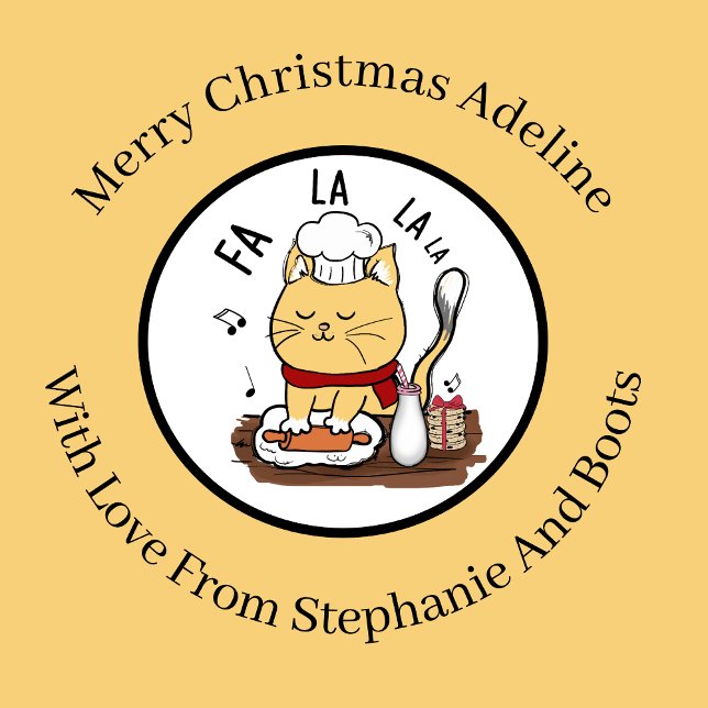 Personalised Funny Christmas Cat On Pale Yellow Wrapping Paper (Creator Uploaded)