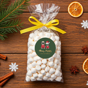 Personalised Funny Christmas Holiday Merry Pugmas Classic Round Sticker