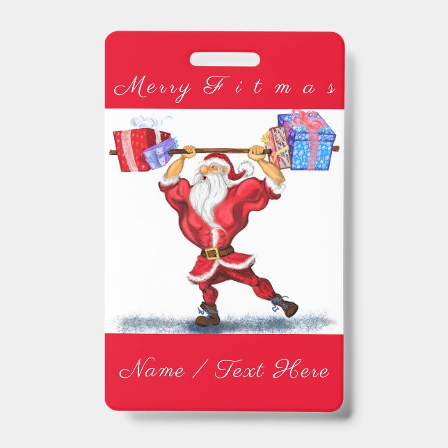 Personalised Funny Christmas Name Badge Santa Gift ID Badge (Front)