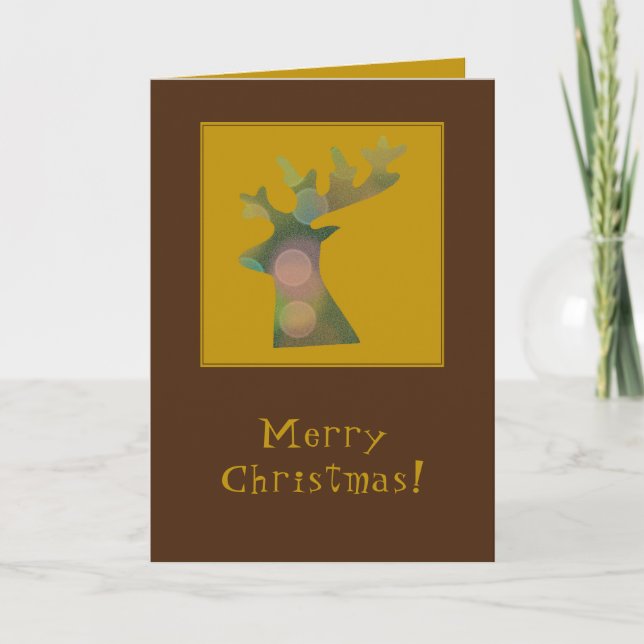 Personalised Funny Christmas Reindeer, Deep Bronze Card (Front)