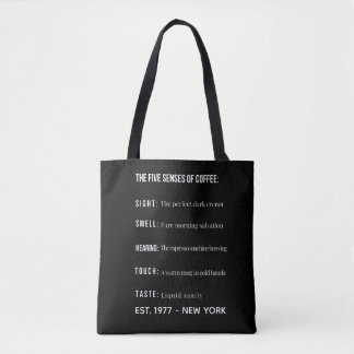 Personalised Funny Coffee Lover Quote Five Senses Tote Bag