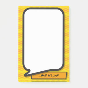 Personalised Funny Comic Book Speech Bubble Post-it Notes