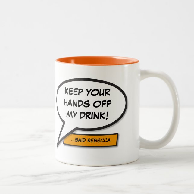 Personalised Funny Comic Book Speech Bubble Two-Tone Coffee Mug (Right)