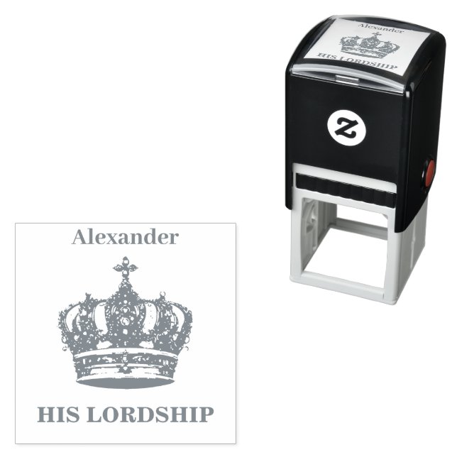 Personalised Funny Crown Picture His Lordship Self-inking Stamp (In Situ)