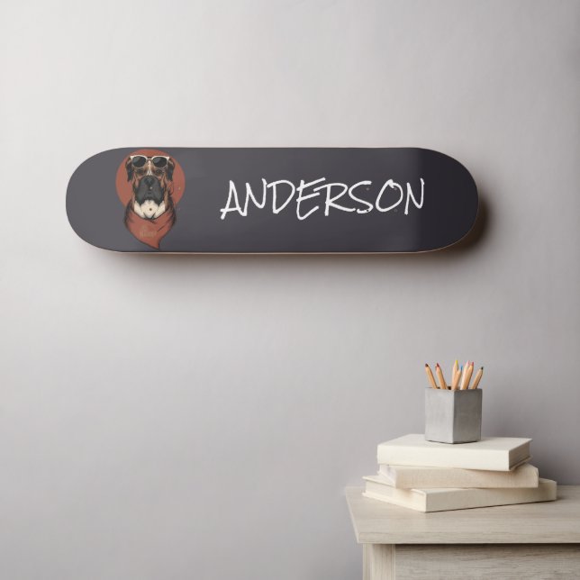 Personalised  funny cute Boxer Skateboard (Wall Art (Horz))