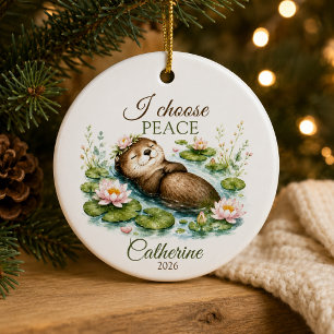 personalised & funny divorce," i choose peace" ceramic tree decoration