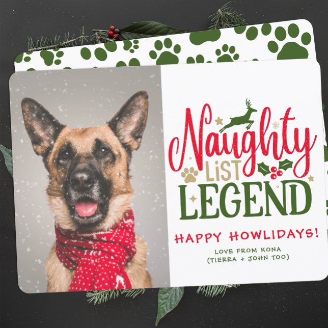 Personalised Funny Dog Christmas Cute Photo Green Holiday Card (Creator Uploaded)