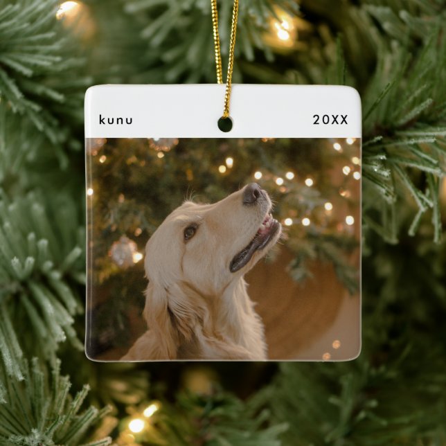 Personalised Funny Dog Picture Christmas Photo Ceramic Ornament (Tree)