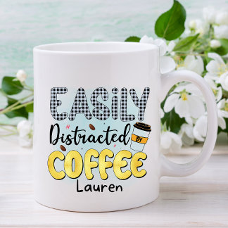 Personalised Funny Easily Distracted Coffee Mug