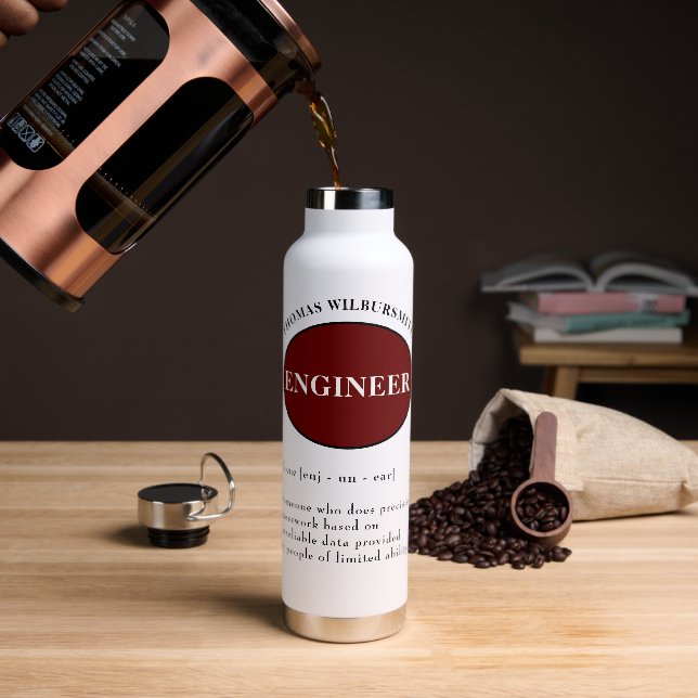 Personalised Funny Engineer Definition Water Bottle (Coffee)