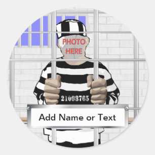 Personalised funny face Convict template Classic Round Sticker