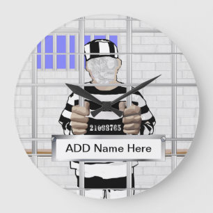 Personalised funny face Convict template Large Clock