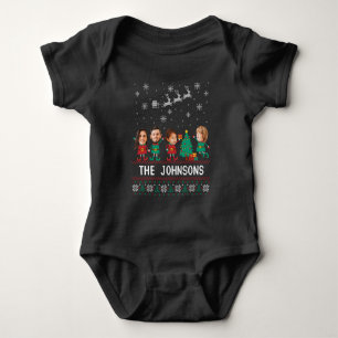 Personalised Funny Face Photo Christmas Elf Family Baby Bodysuit