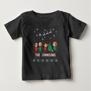 Personalised Funny Face Photo Christmas Elf Family Baby T-Shirt