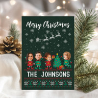 Personalised Funny Face Photo Christmas Elf Family