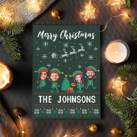 Personalised Funny Face Photo Christmas Elf Family
