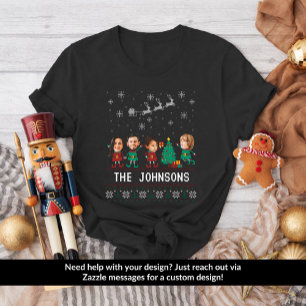 Personalised Funny Face Photo Christmas Elf Family T-Shirt