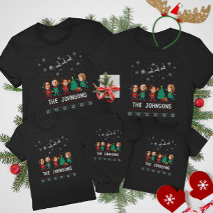 Personalised Funny Face Photo Christmas Elf Family T-Shirt