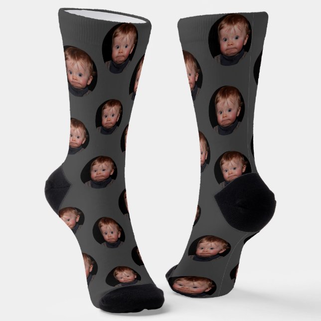 Personalised Funny Face Photo  Socks (Angled)