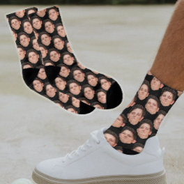 Personalised Funny Face Photo Socks in Jet Black