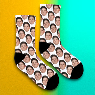 Personalised Funny Face Photo Socks - White