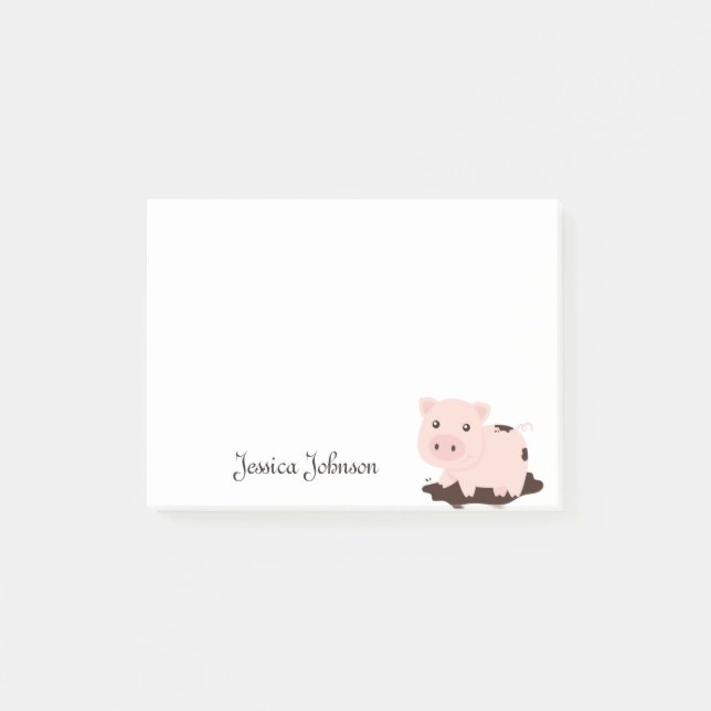 Personalised Funny Fat Pink Pig notepad (Front)