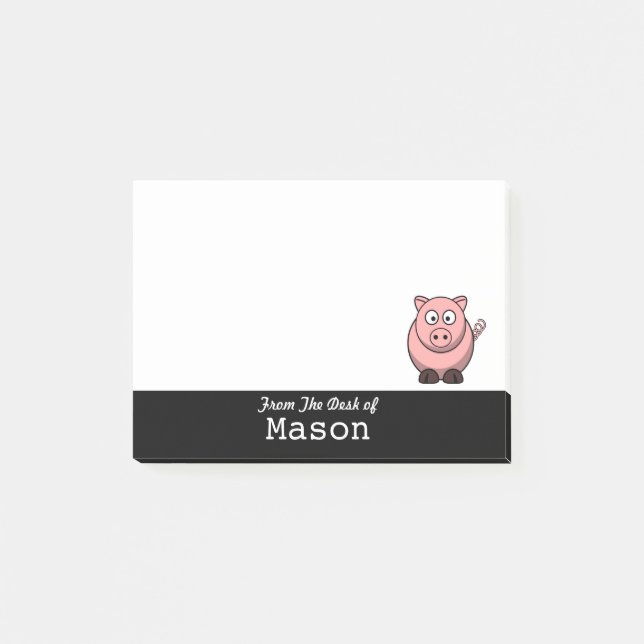 Personalised Funny Fat Pink Pig Post-it Notes (Front)