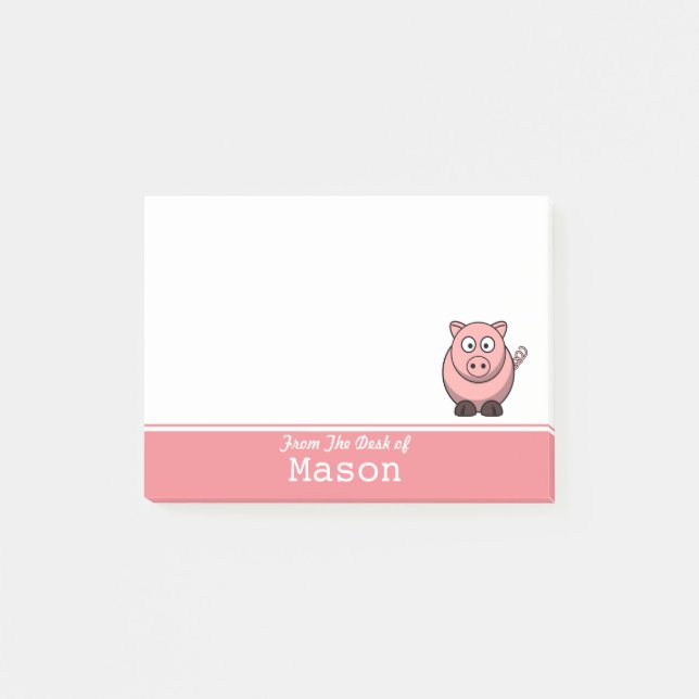 Personalised Funny Fat Pink Pig Post-it Notes (Front)