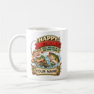 Personalised Funny Fishing Birthday Card for Men Coffee Mug
