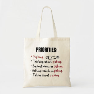 Personalised Funny Fishing Priorities Tote Bag