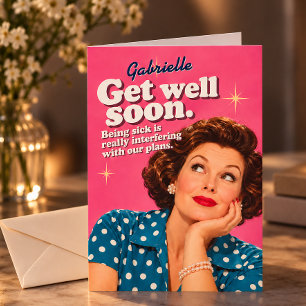 Personalised Funny Get Well Soon Retro Vintage Card