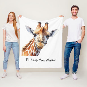 Personalised Funny Giraffe Lover's Fleece Blanket