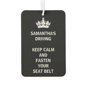 Personalised Funny Girly Keep Calm Black Car Air Freshener