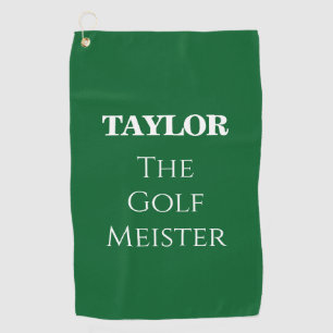 Personalised Funny Golf Meister Quote Green Golf Towel
