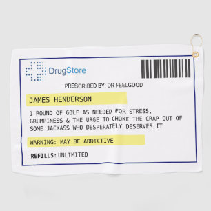 Personalised funny golf prescription golf towel