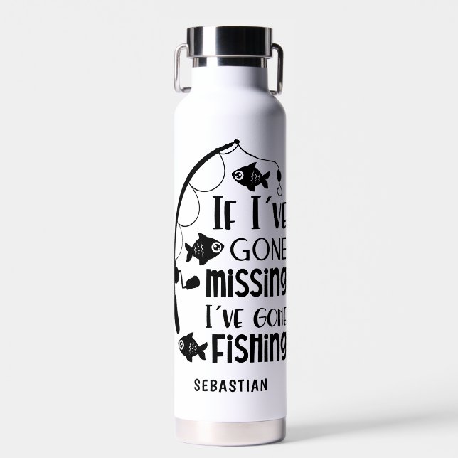 Personalised Funny Gone Fishing Water Bottle (Front)