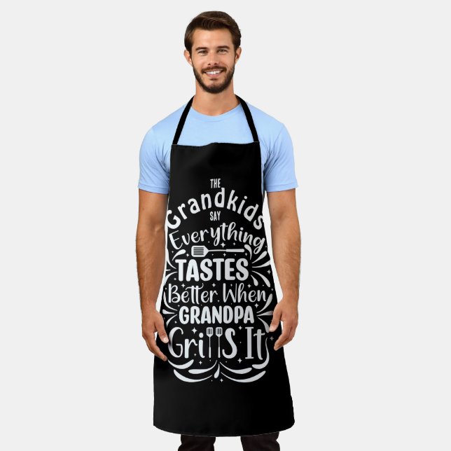 Personalised Funny Grandpa BBQ Chef  Apron (Worn)
